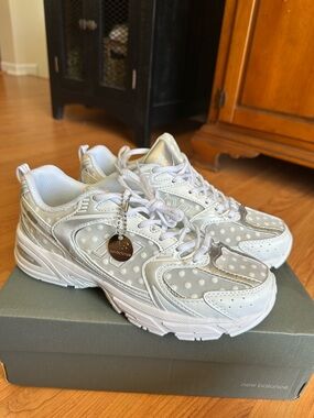 New Balance White Polka Dot 530 Sneakers